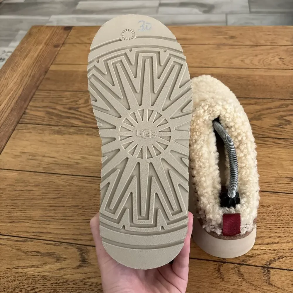 UGG Tazz Braid Natural Heritage Fuzzy Wool Platform Slippers Women's Size 9 - Picture 6 of 9